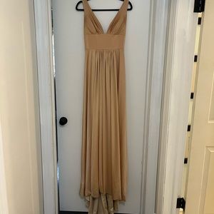 Rose gold v neck maxi dress